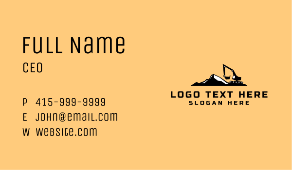 Excavator Mountain Contractor Business Card Design Image Preview