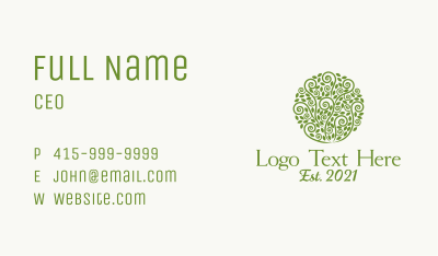 Elegant Green Vines  Business Card Image Preview