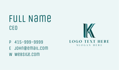 Green Business Letter K Business Card Image Preview