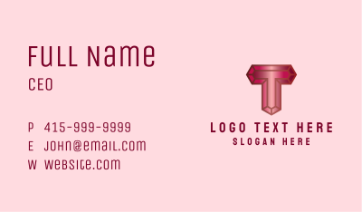 Red Gemstone Letter T Business Card Image Preview