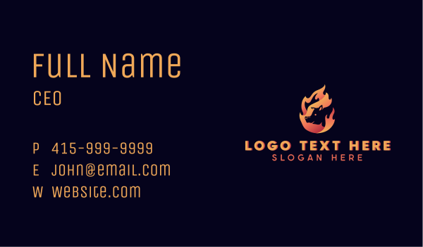 Hot Flame Pig Business Card Design Image Preview