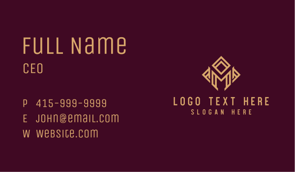 Gold Diamond Letter M  Business Card Design Image Preview