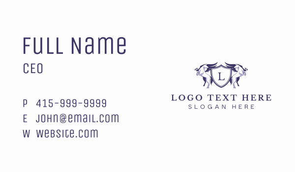Luxury Pegasus Wings Shield Business Card Design Image Preview