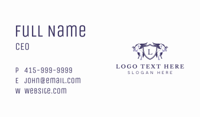 Luxury Pegasus Wings Shield Business Card Image Preview