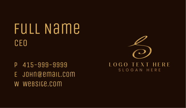 Gold Luxury Letter S Business Card Design Image Preview