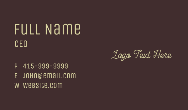 Elegant Cursive Calligraphy Wordmark  Business Card Design Image Preview