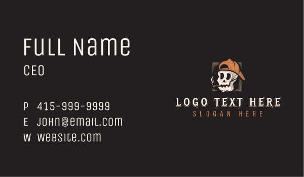 Smoking Skull Hipster Business Card Design Image Preview