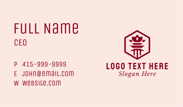 Hexagon Lotus Flower Column Business Card Design Image Preview