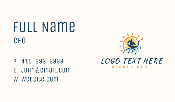 Beach Wave Boat Business Card Design Image Preview