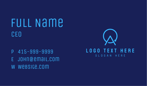 Blue Tech Letter A Business Card Design Image Preview