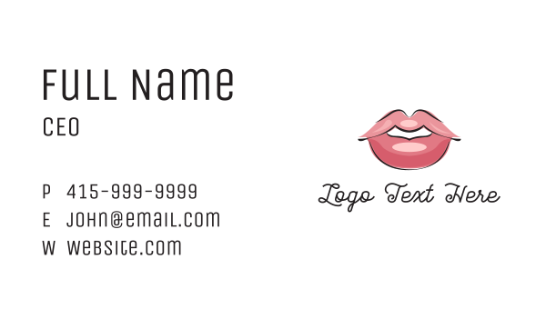 Pink Kissable Lips Business Card Design Image Preview