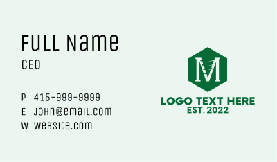 Industrial Drill Letter M Business Card Image Preview