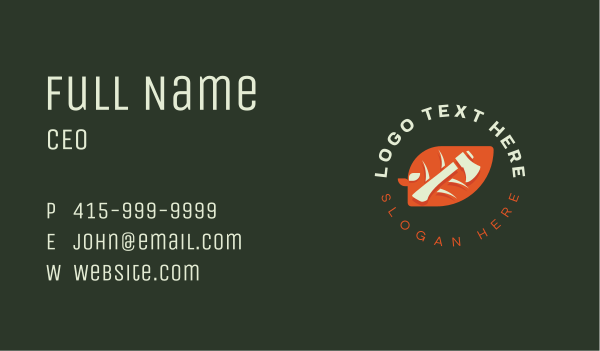 Leaf Axe Woodcutter Business Card Design Image Preview