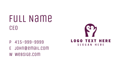 Cute Violet Penguin Business Card Image Preview