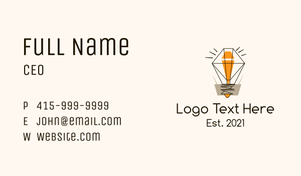 Diamond Light Bulb Business Card Design Image Preview