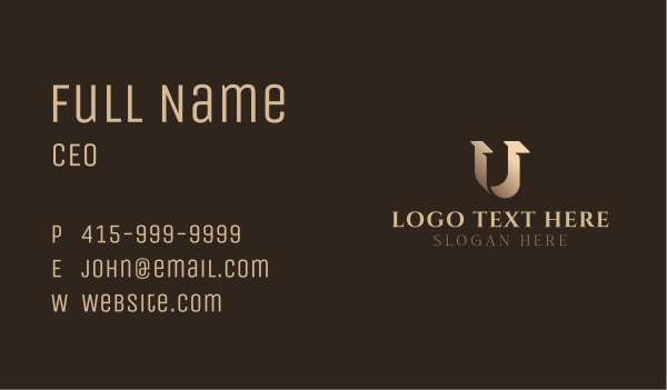 Gradient Serif Letter U Business Card Design Image Preview