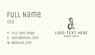 Green Plant Letter D Business Card Image Preview