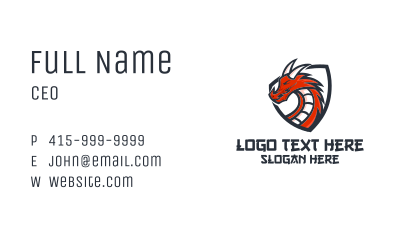 Horned Dragon Shield Mascot Business Card