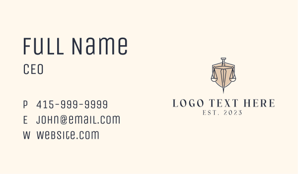 Justice Dagger Shield Business Card Design Image Preview