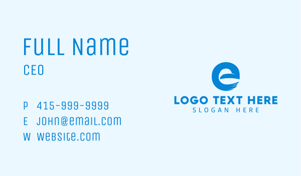Blue Eagle Letter E Business Card Design Image Preview