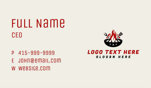 Fire Grill Fork Spatula Business Card Design Image Preview