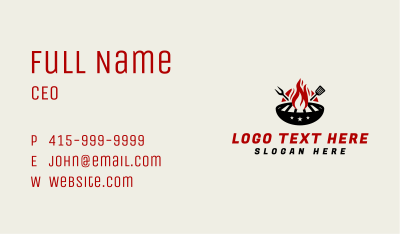 Fire Grill Fork Spatula Business Card Image Preview
