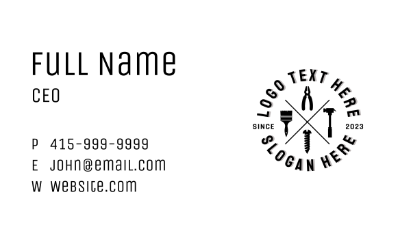 Classic Industrial Tools Wordmark Business Card Design Image Preview