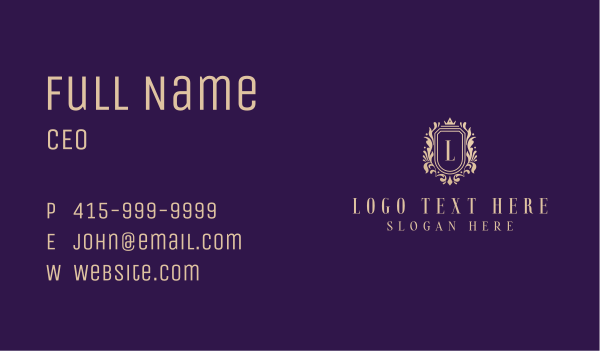 Regal Elegant Shield Business Card Design