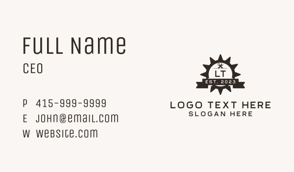 Mechanic Gear Badge Business Card Design Image Preview