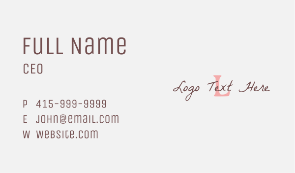 Vintage Script Lettermark Business Card Design Image Preview