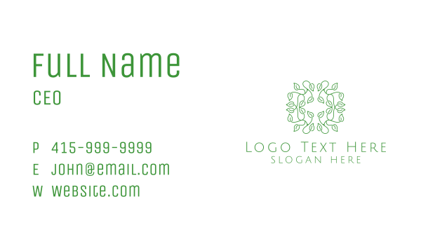Organic Leaves Badge Business Card Design Image Preview