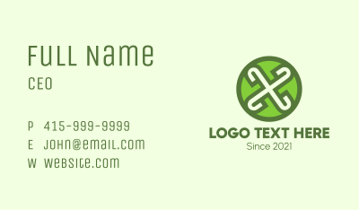 Green Celtic Shield Letter X Business Card