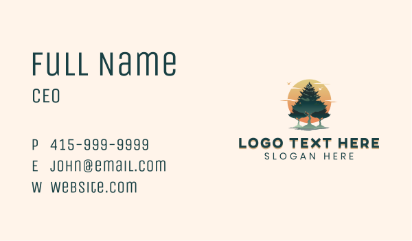 Pine Tree Sunset Business Card Design Image Preview