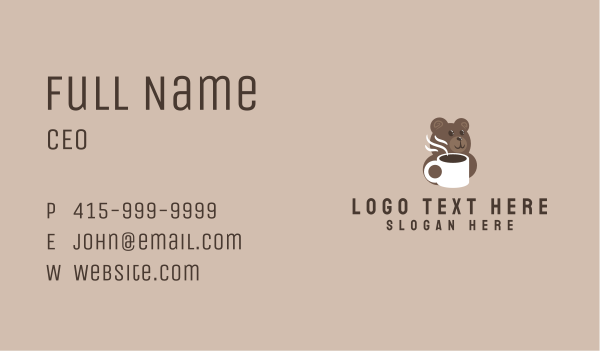 Hot Coffee Bear Business Card Design Image Preview