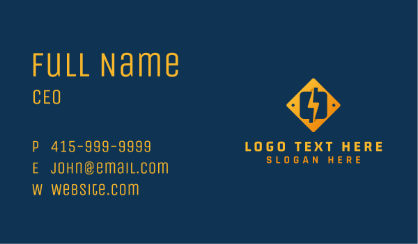 Electrical Bolt Energy Business Card Design Image Preview