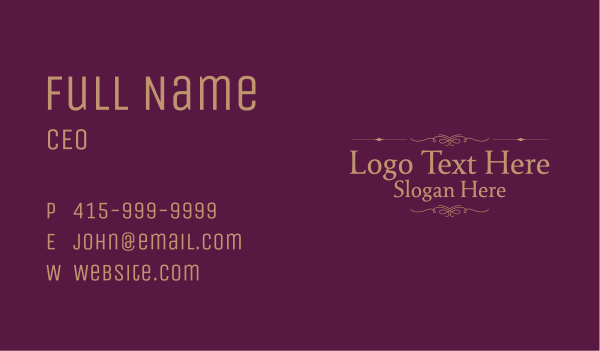 Classic Ornate Wordmark Business Card Design Image Preview