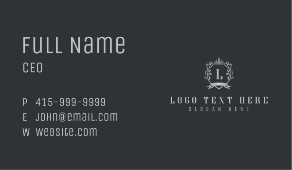 Premium Leaf Shield Lettermark Business Card Design Image Preview