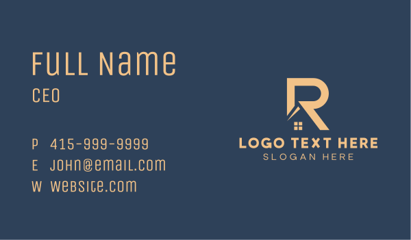 Gold House Letter R Business Card Design Image Preview