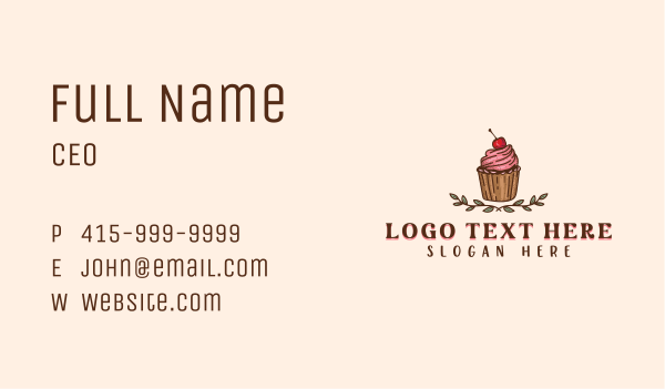 Sweet Cherry Cupcake Business Card Design Image Preview