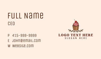 Sweet Cherry Cupcake Business Card Image Preview