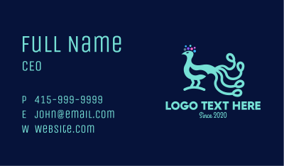 Neon Blue Peacock Business Card Image Preview