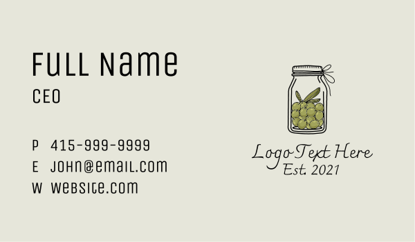 Organic Olive Oil  Business Card Design