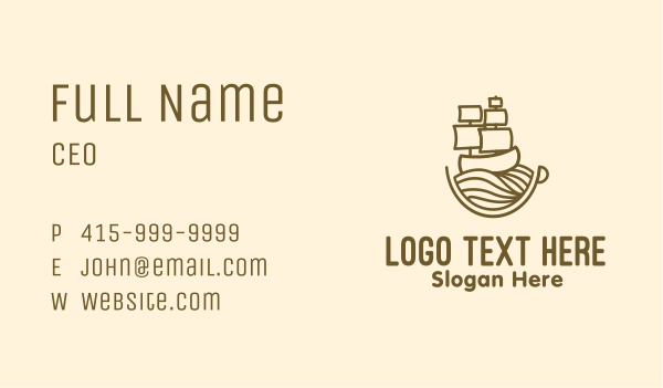 Coffee Cup Galleon Business Card Design Image Preview