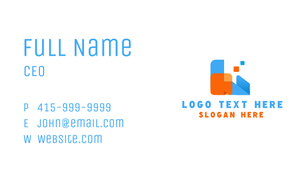 Geometric Pixel Letter L Business Card Design Image Preview