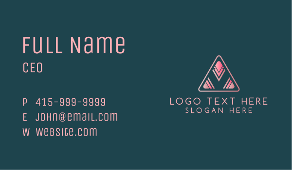 Pink Triangle Letter V Business Card Design Image Preview