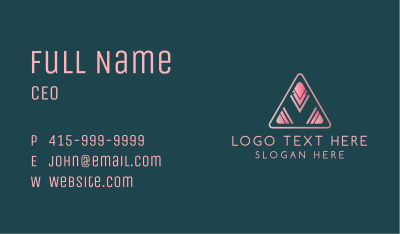 Pink Triangle Letter V Business Card