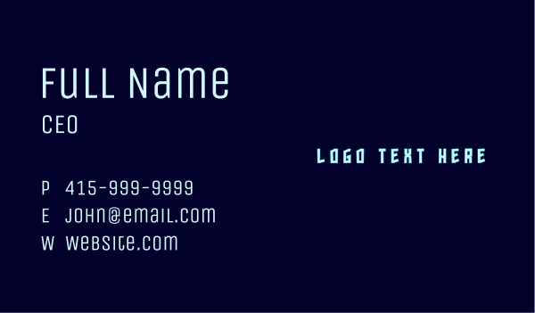 Neon Modern Wordmark Business Card Design Image Preview