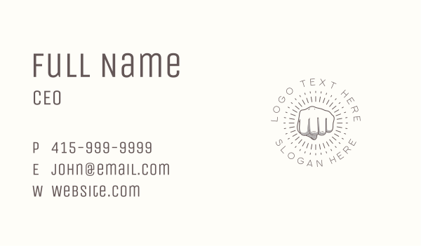 Hand Power Punch Business Card Design Image Preview