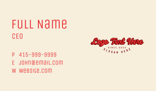 Funky Retro Wordmark  Business Card Design Image Preview