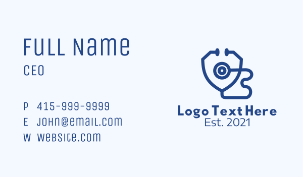 Blue Shield Stethoscope  Business Card Design Image Preview